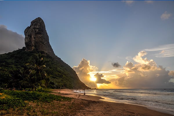 Sunset beach rocks