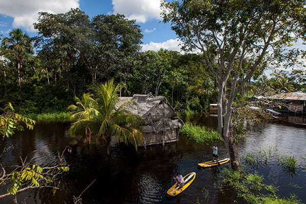 people paddle boarding in the amazon