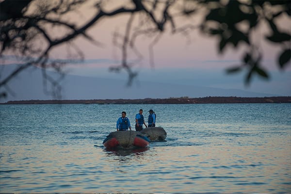 Panga ride in the bay galapagos