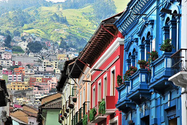 Colorful colonial houses in Quito