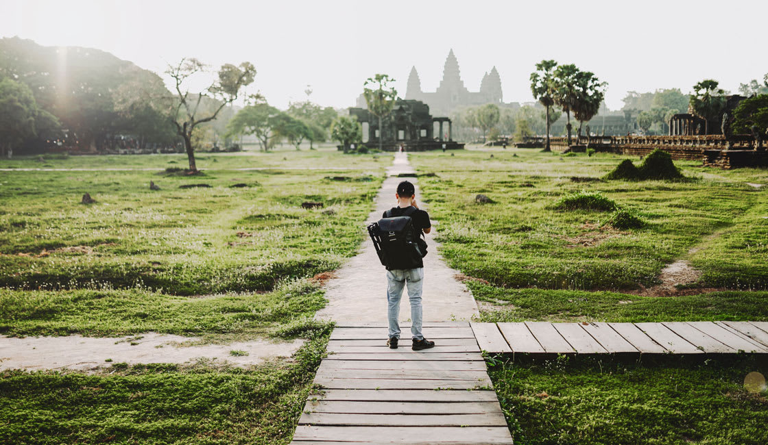 tourist at temple complex