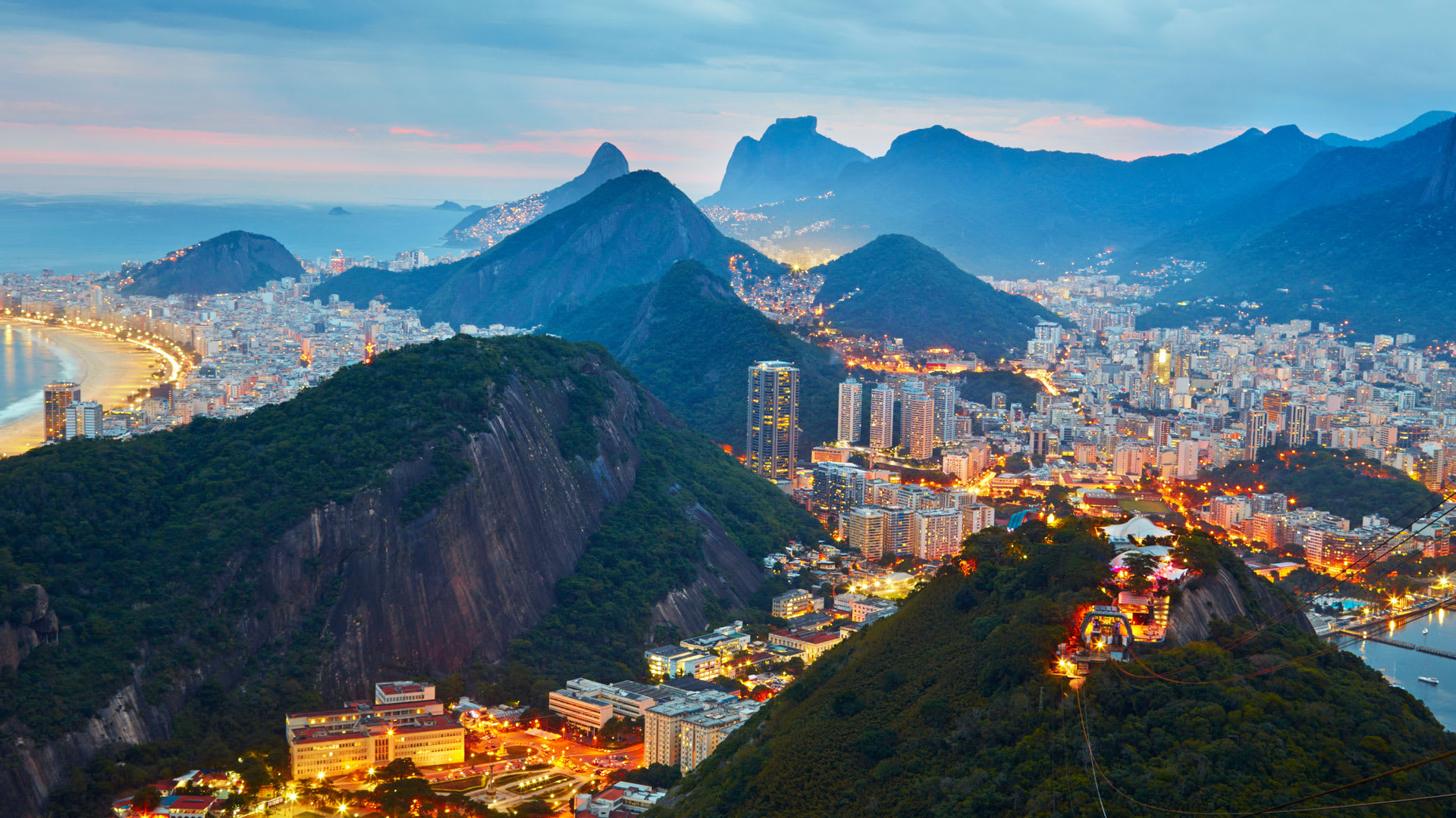 Distant aerial view of Rio de Janeiro