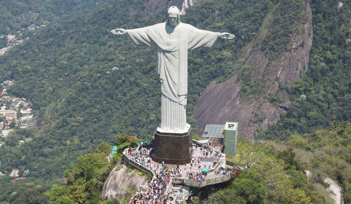 Christ Redeemer statue seen from above