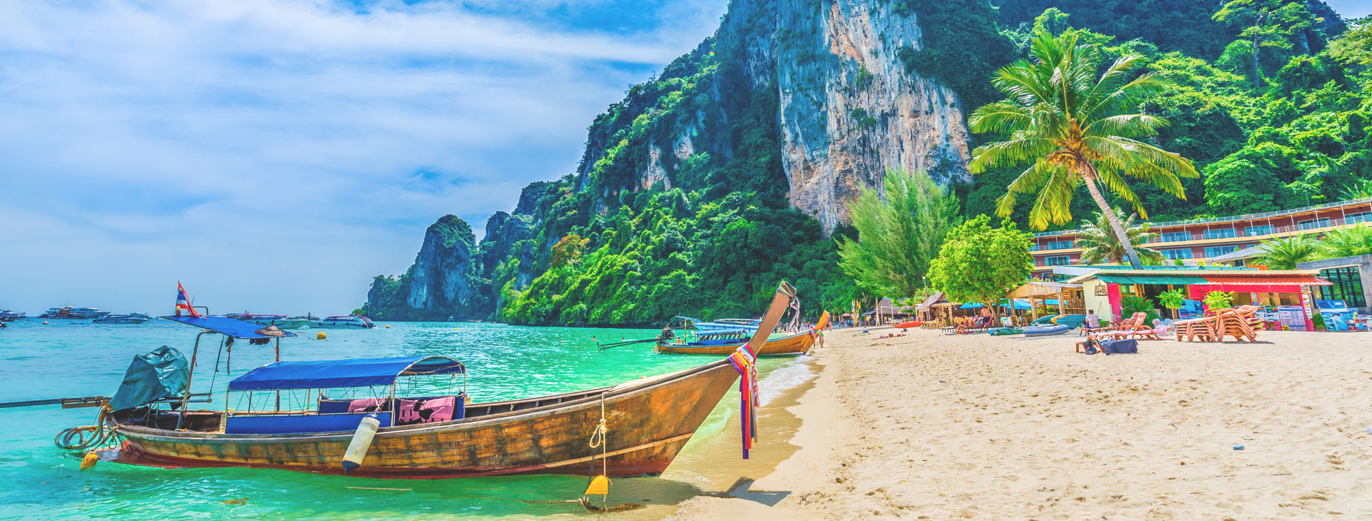 Long Tail colorful boat on the beach