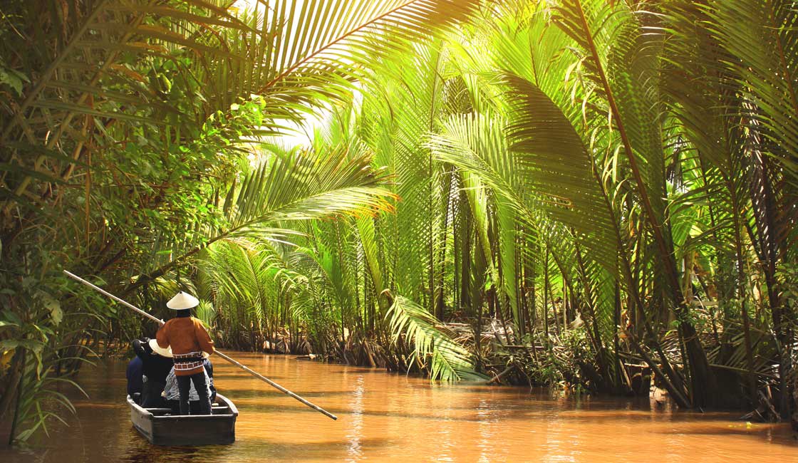 Sampan in the Mekong Delta canal