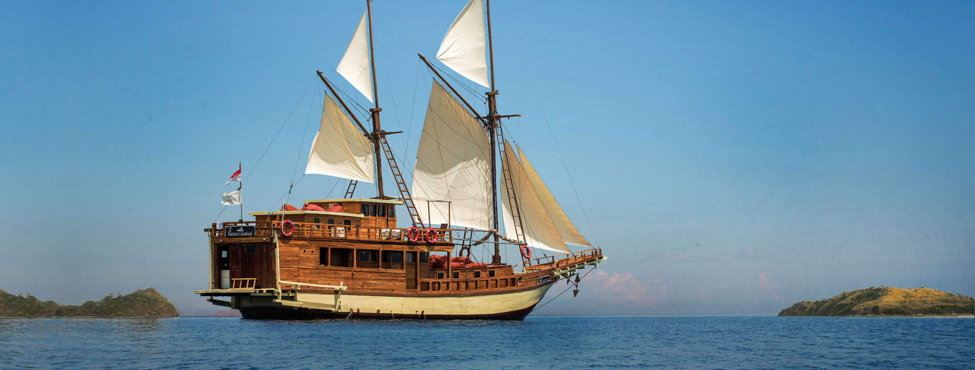 Phinisi sailboat at sea