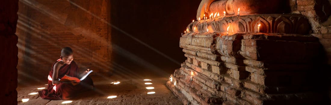 Young monk studying at the temple