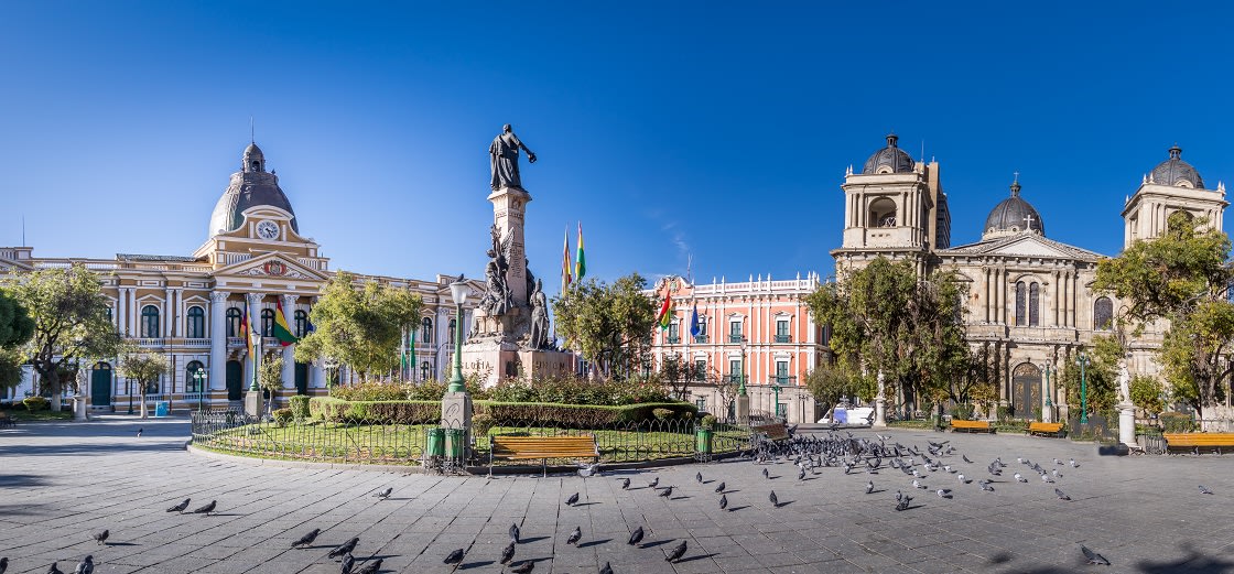 Plaza Murillo, Bolivian Palace Of Government And Metropolitan Cathedral 