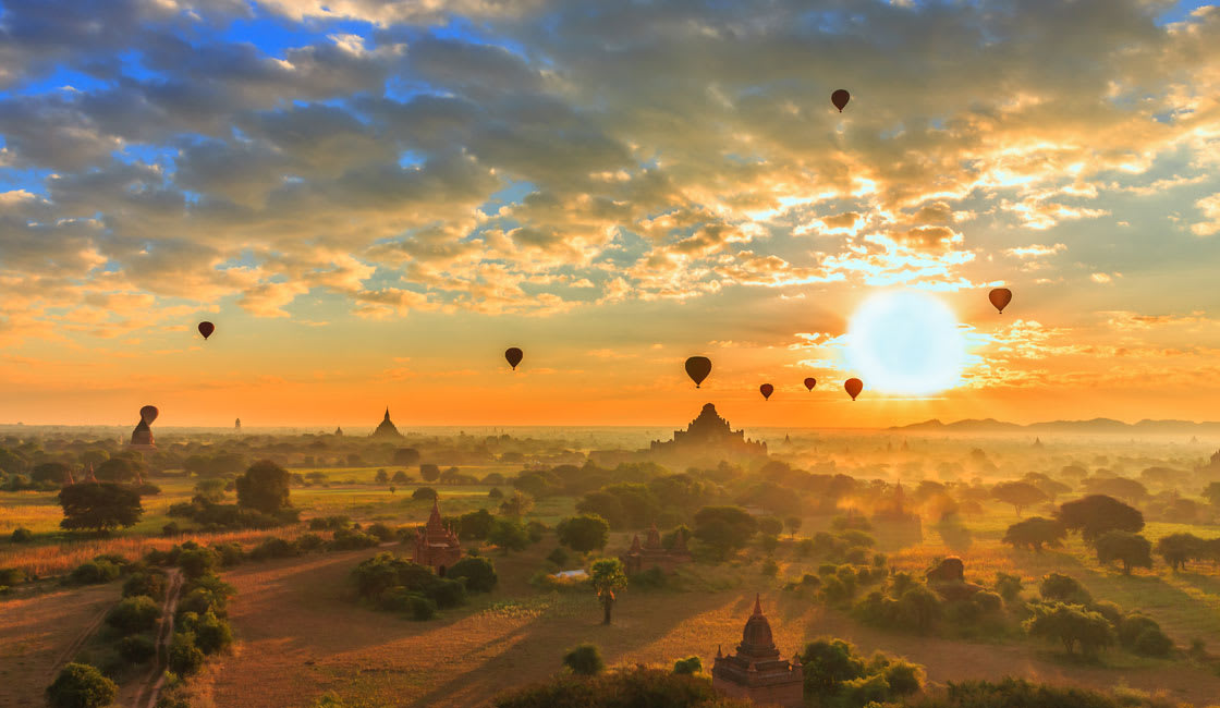 View from Hot air balloons in Myanmar