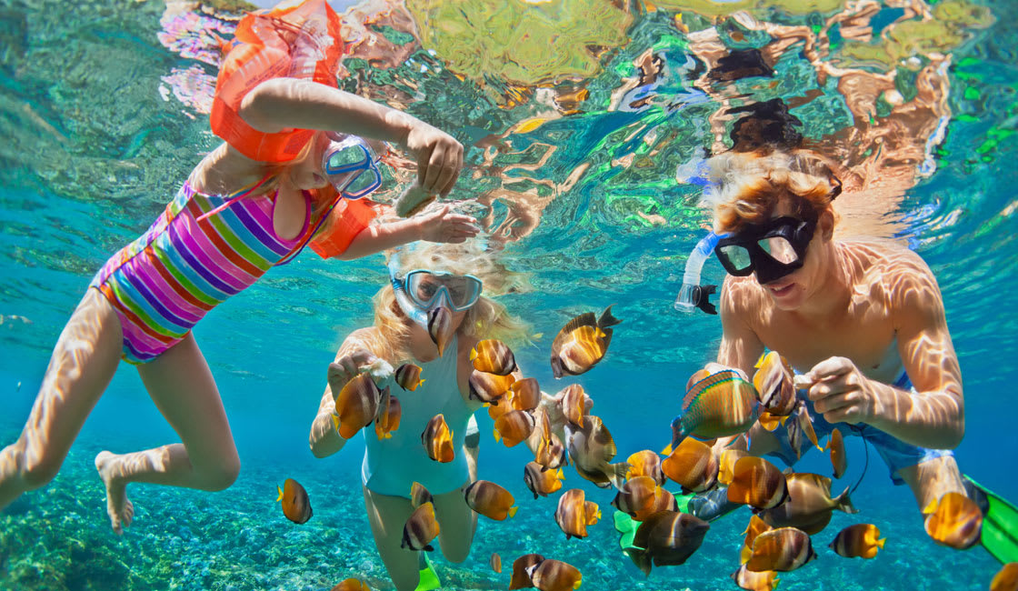 kids having fun while diving