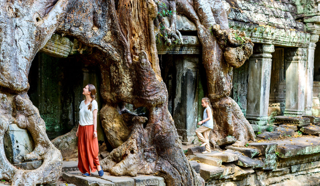 lady visiting a temple 