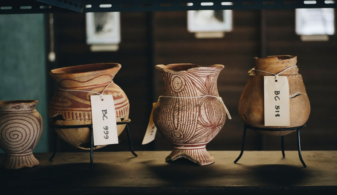 Ancient pottery artefacts in the museum 