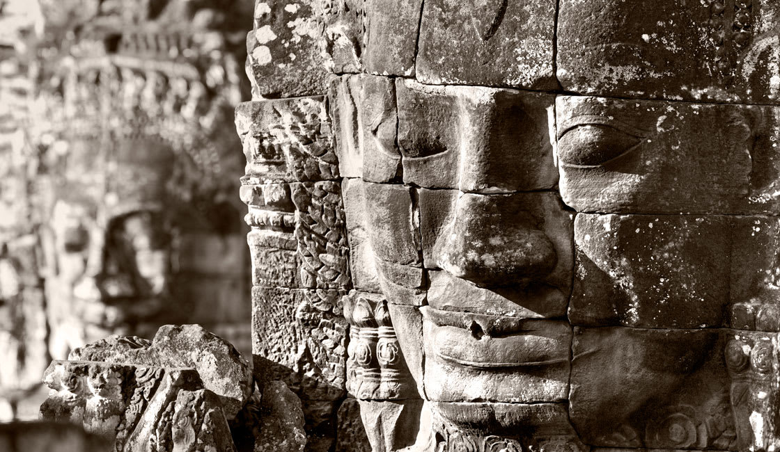 Closeup of Bayon Buddha face