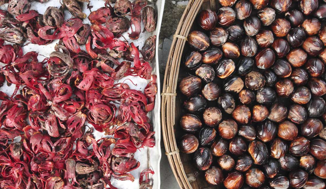 Nutmeg on trays