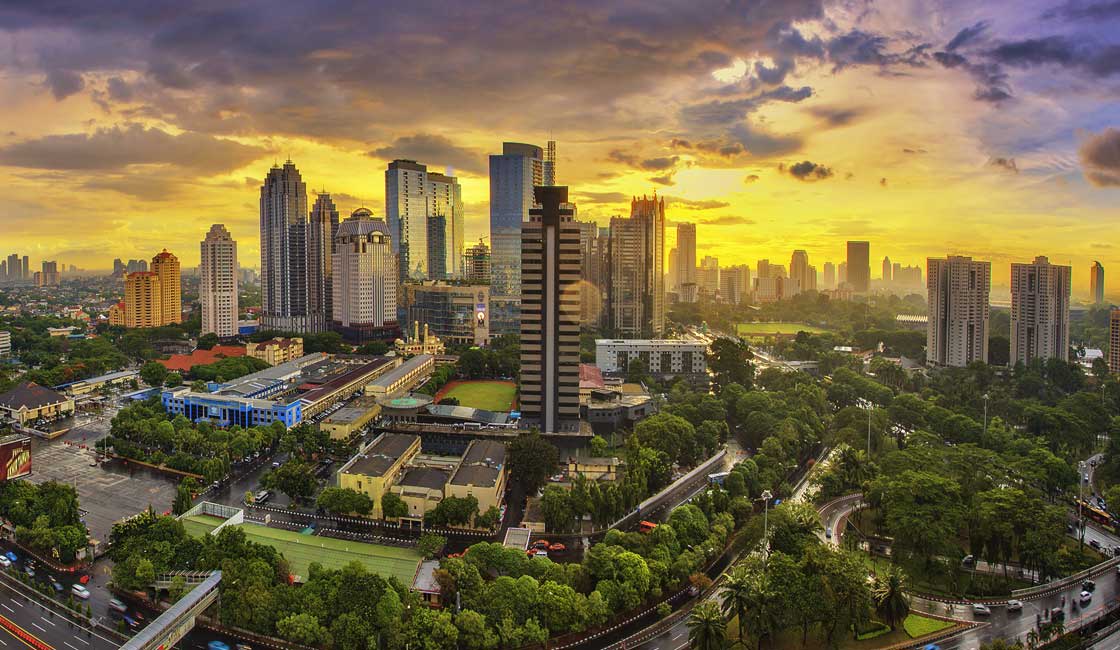 Jakarta city scape at dusk