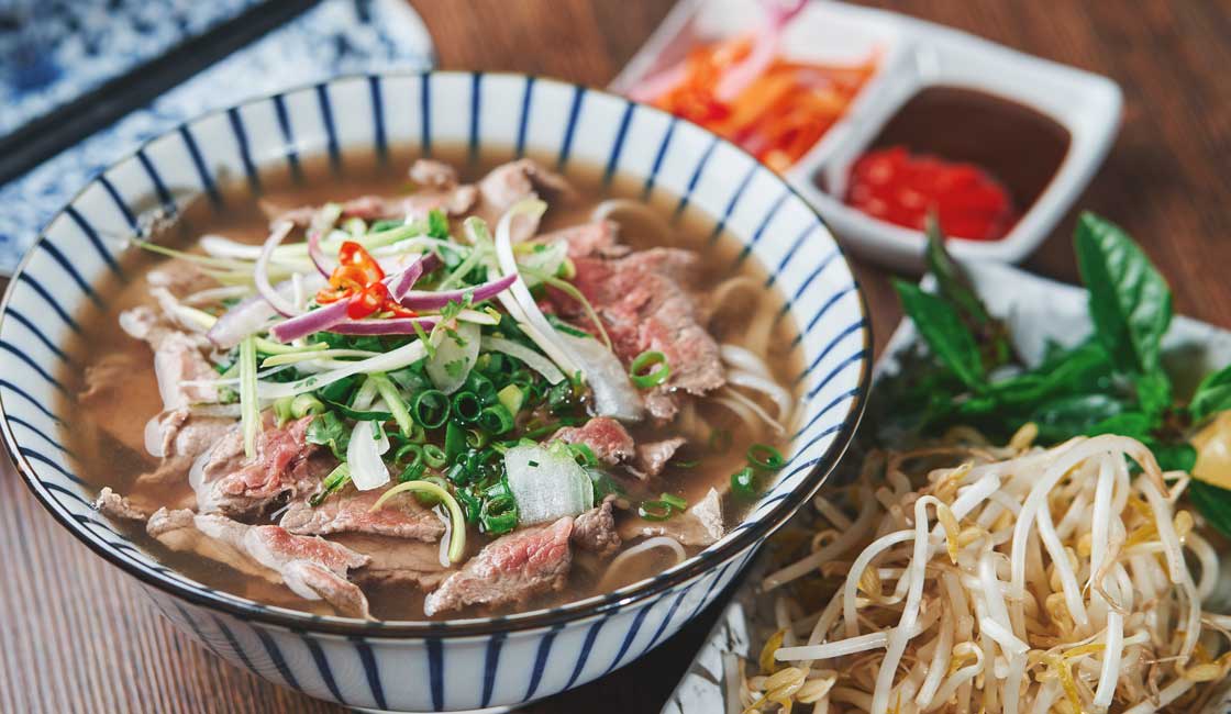 Noodle soup in a bowl