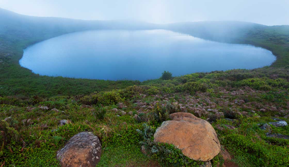 A lake in the mist