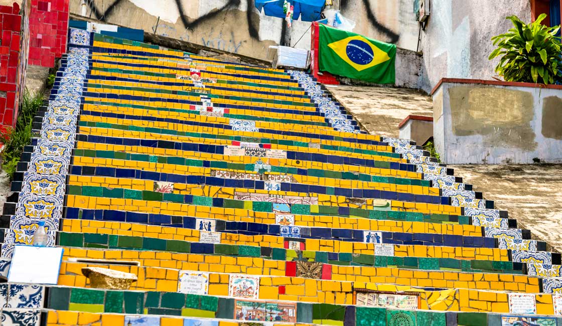 Yellow tiled staircase