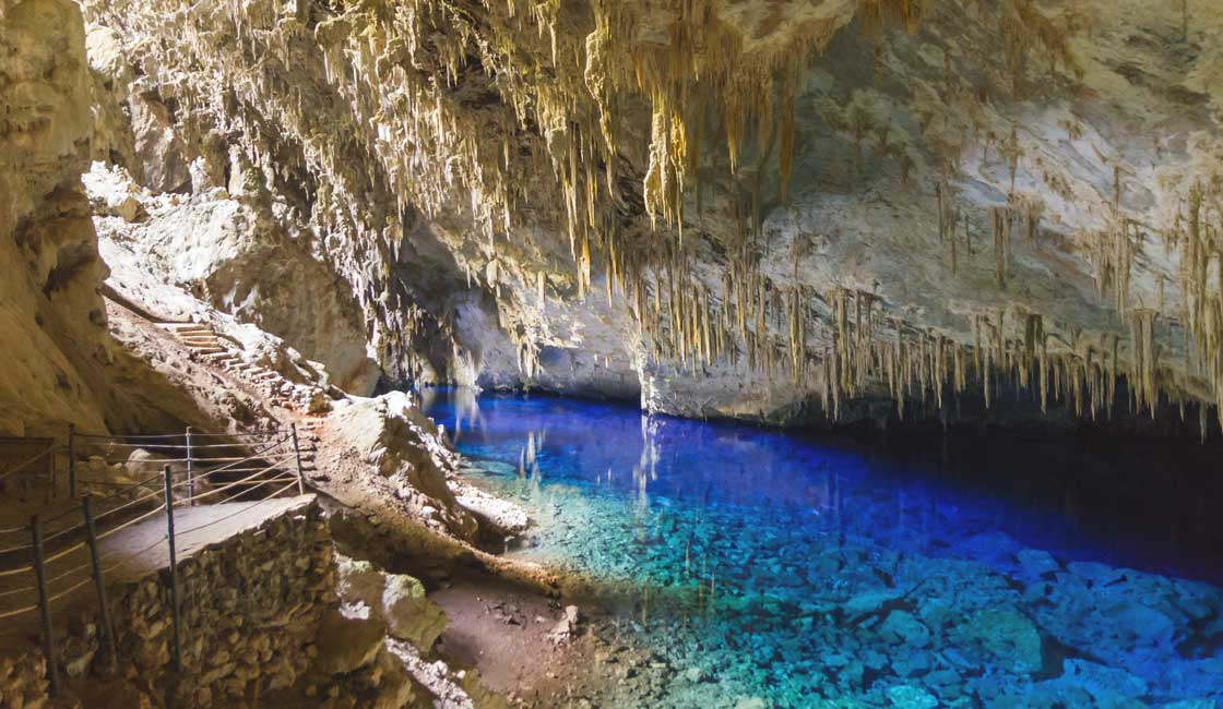 Cave with lake in Bonito Brazil