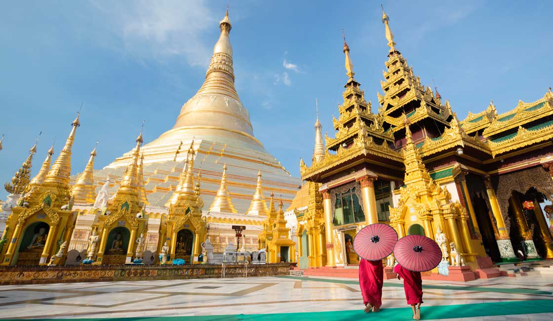 Buddhist Monks in Shwedagon Pagoda