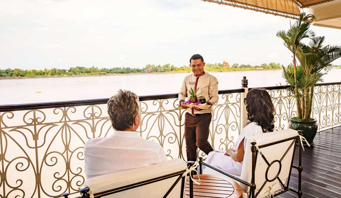 Couple on the ship served drinks