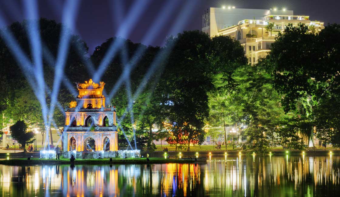 Hanoi city center at night