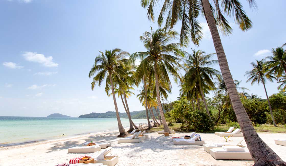 Beach with daybeds