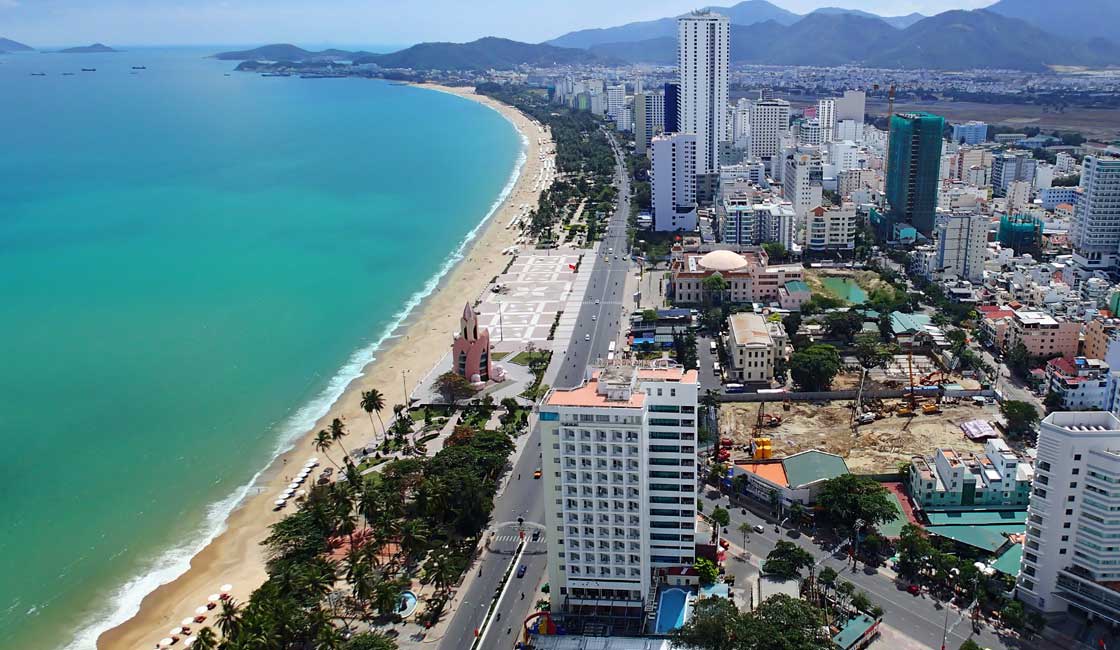 Aerial view of the beach in Nha Trang