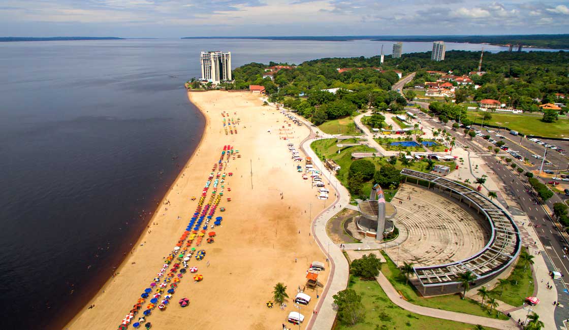 Aerial view of Manaus beach