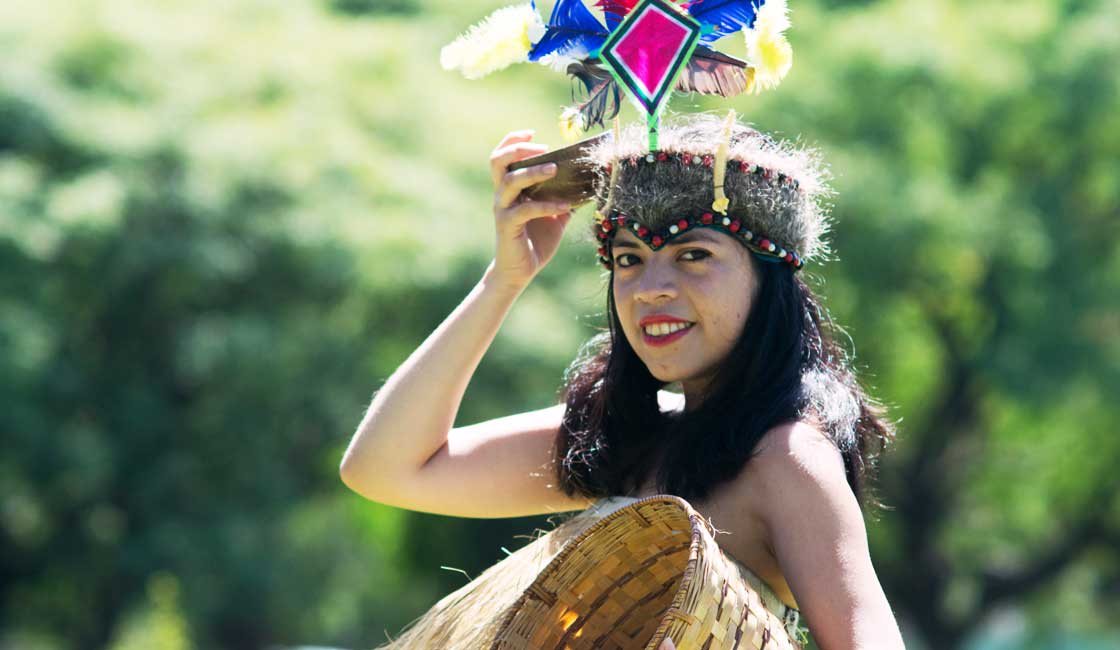 Woman wearing a traditional head decoration