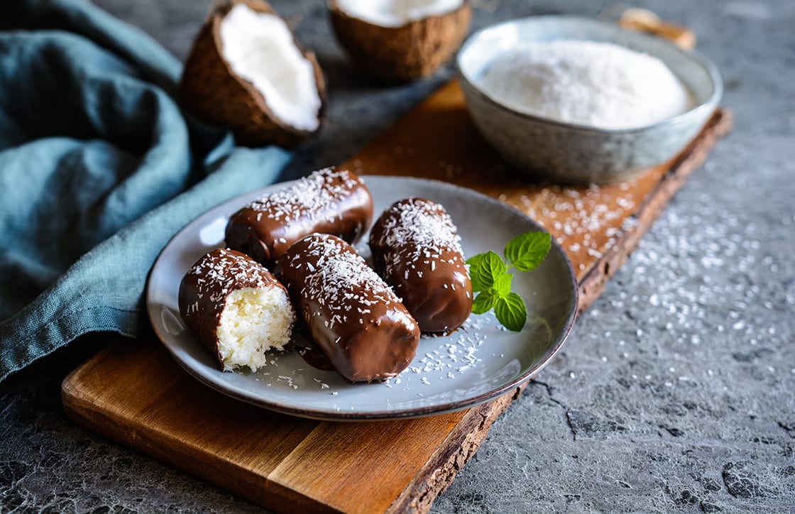 Delicious,Homemade,Coconut,Bars,Coated,In,Chocolate