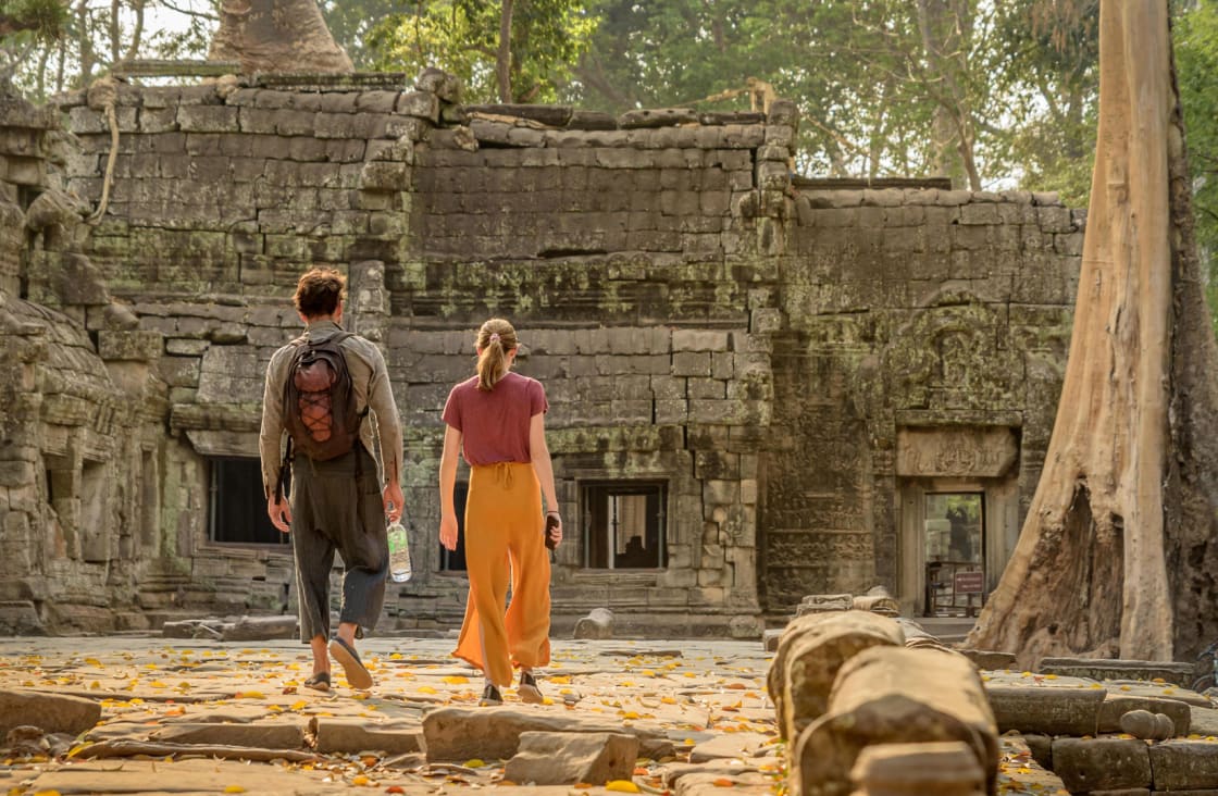 honeymooners visiting a temple