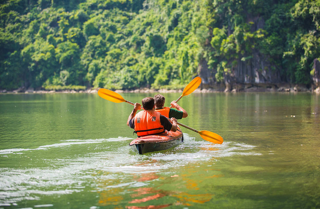 kayaking during summer halong bay