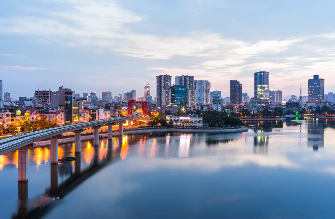 Aerial,Skyline,View,Of,Hanoi.,Hanoi,Cityscape,At,Twilight