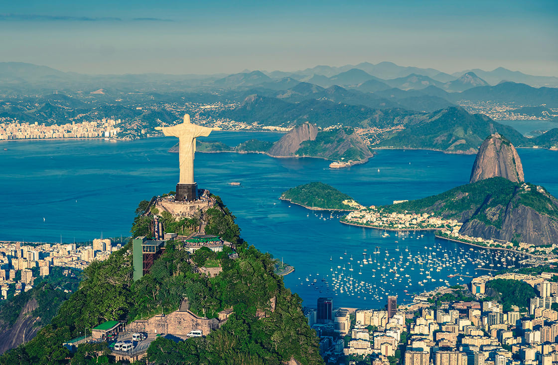 Aerial,Helicopter,Panorama,Of,Botafogo,Bay,With,Christ