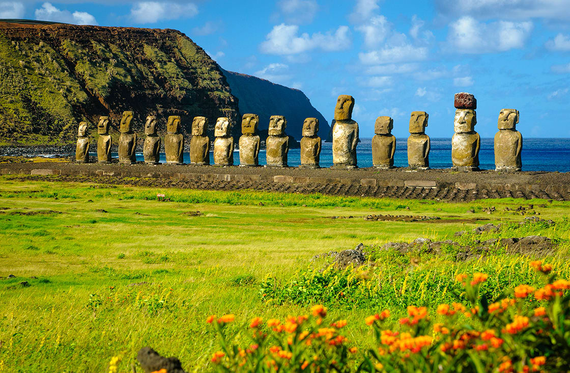 The Ancient Moai Of Ahu Togariki On Easter Island