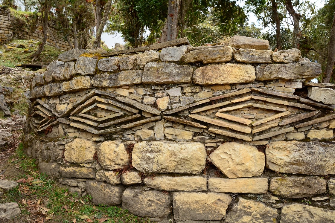 Beautiful Decorative Designs On The Stone Walls In The Ruins Of Kuelap