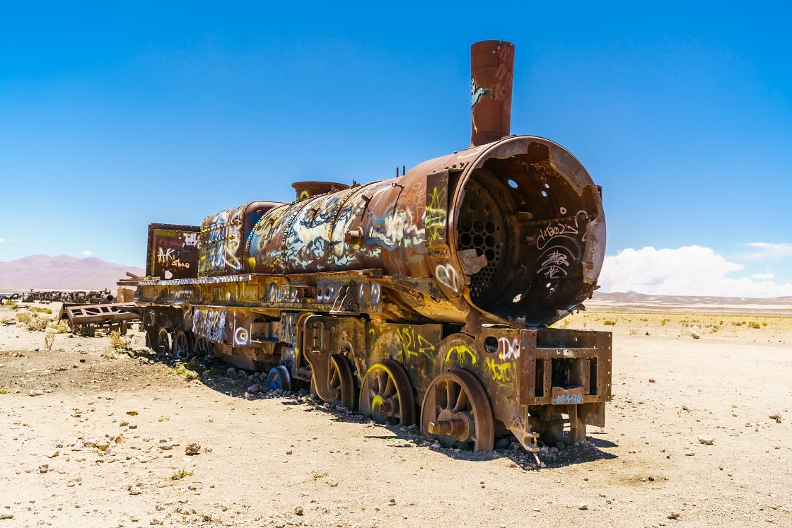 Rusty Train In The Train Cemetery - Uyuni