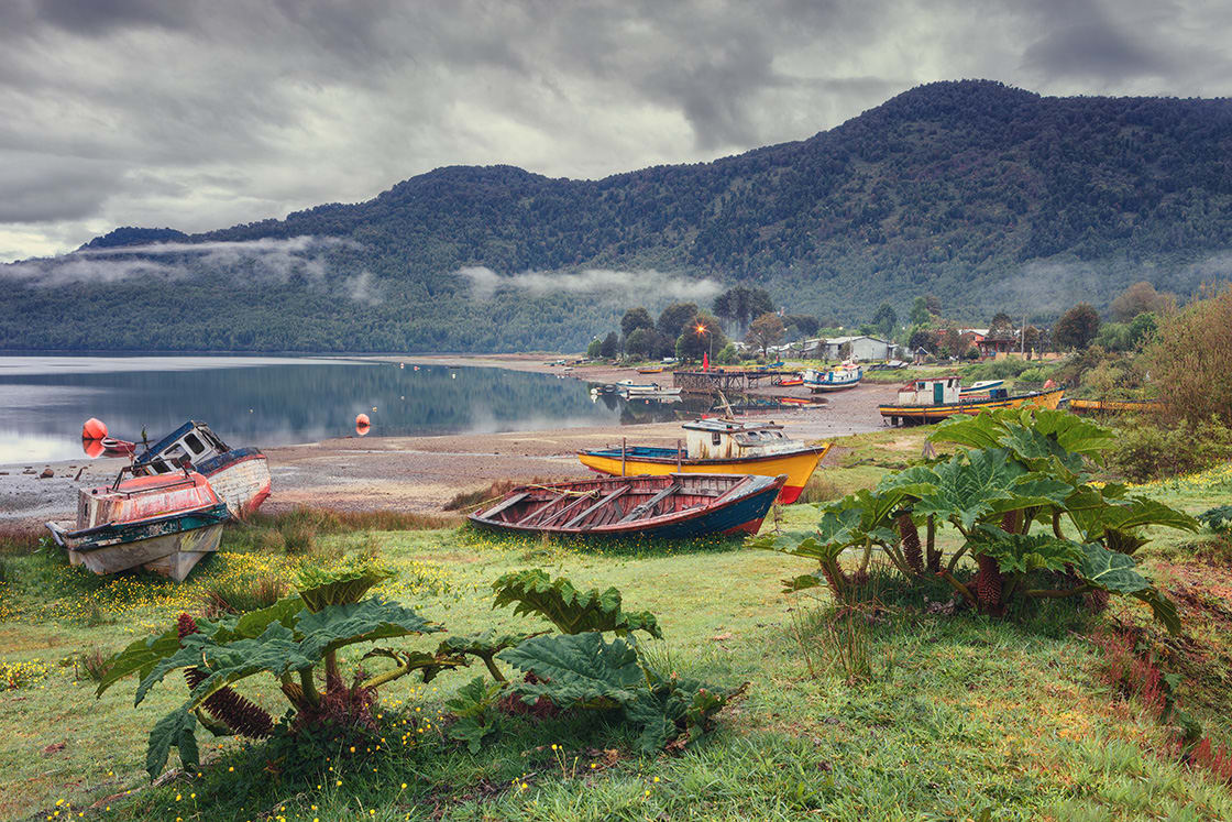 Sunrise At Puyuhuapi Fjord In The Pacific Ocean