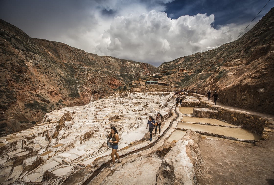 Touring In Maras Salt Mines, Cusco Peru