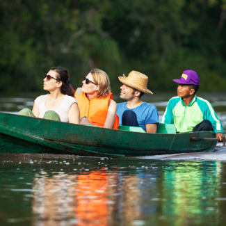 People Canoeing in mangroves