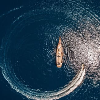 Aerial view of the ship