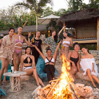 Group of people by the fire pit