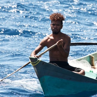 Local fisherman in the boat