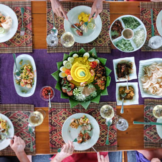 Table with beautiful fresh food