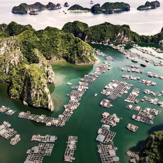 Aerial view of the floating village