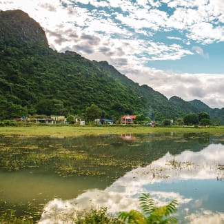 Island reflecting in the water