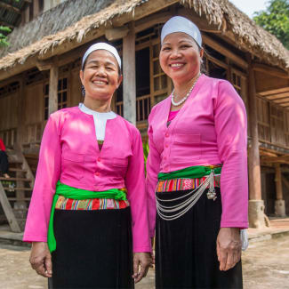 Women wearing traditional outfits