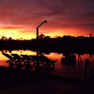 Terrace by the Amazon river at Sunrise