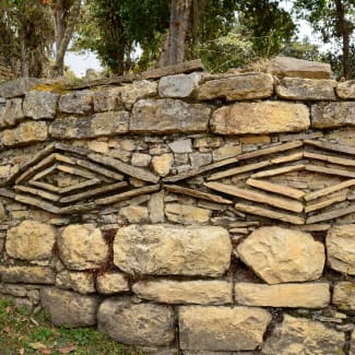 Beautiful Decorative Designs On The Stone Walls In The Ruins Of Kuelap